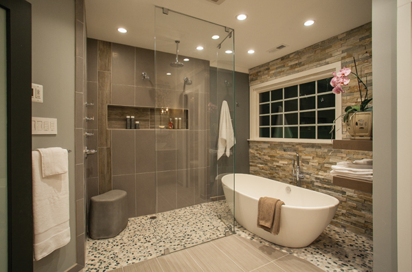 2015 Design Awards, Virginia, Michael Nash Design Build & Home, bathroom remodel, tub adn shower view