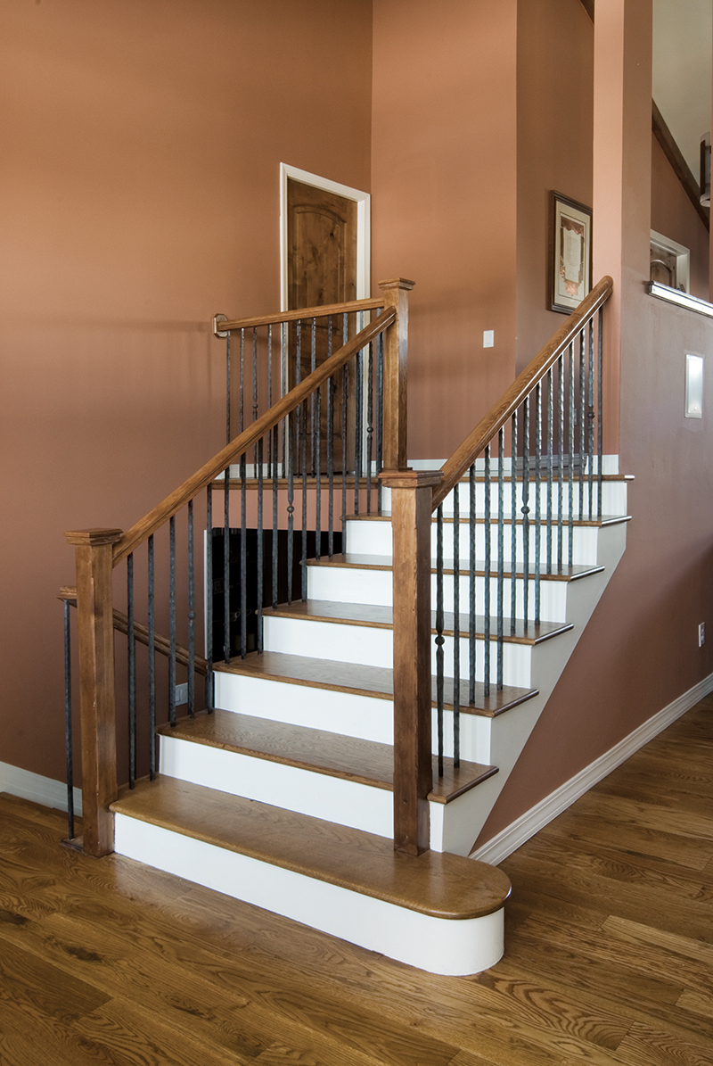 staircase with stair railing